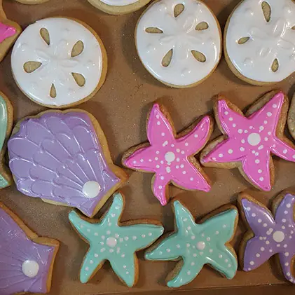 Seashell and starfish cookies