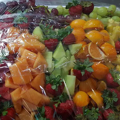 A wrapped fruit tray